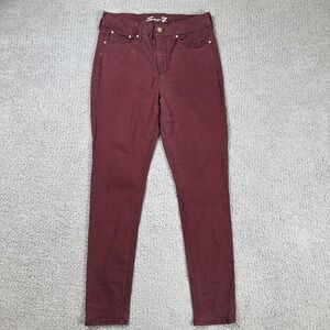 Seven 7 For All Mankind Women Burgundy Skinny Jeans Womens 10 Stretch Mid Denim